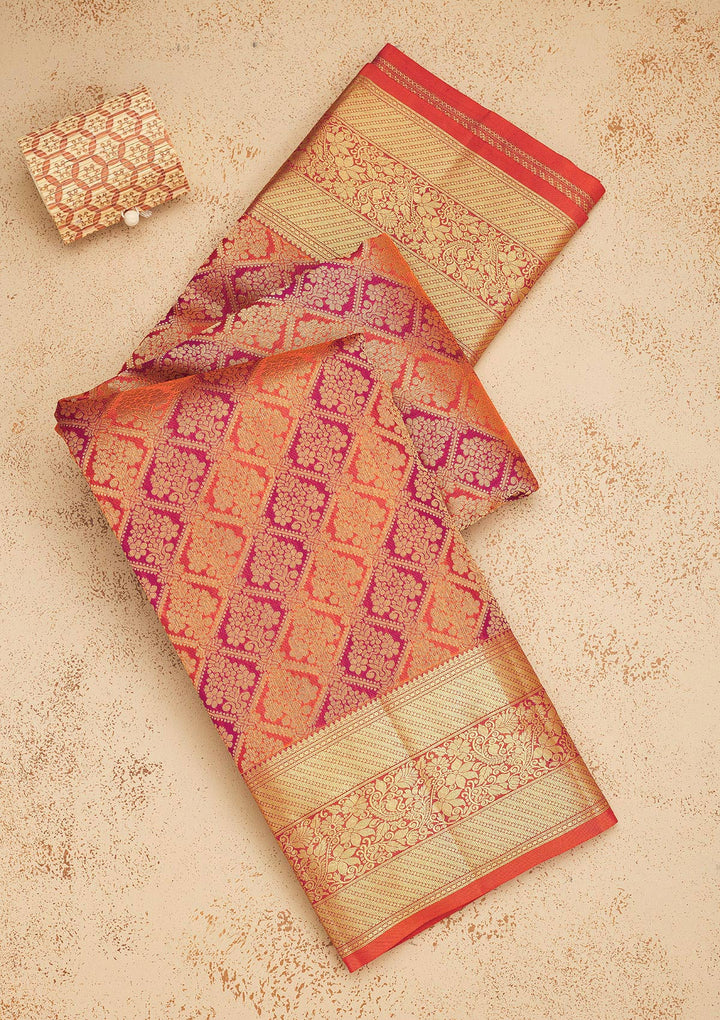 Orange Zariwork Pure Silk Saree