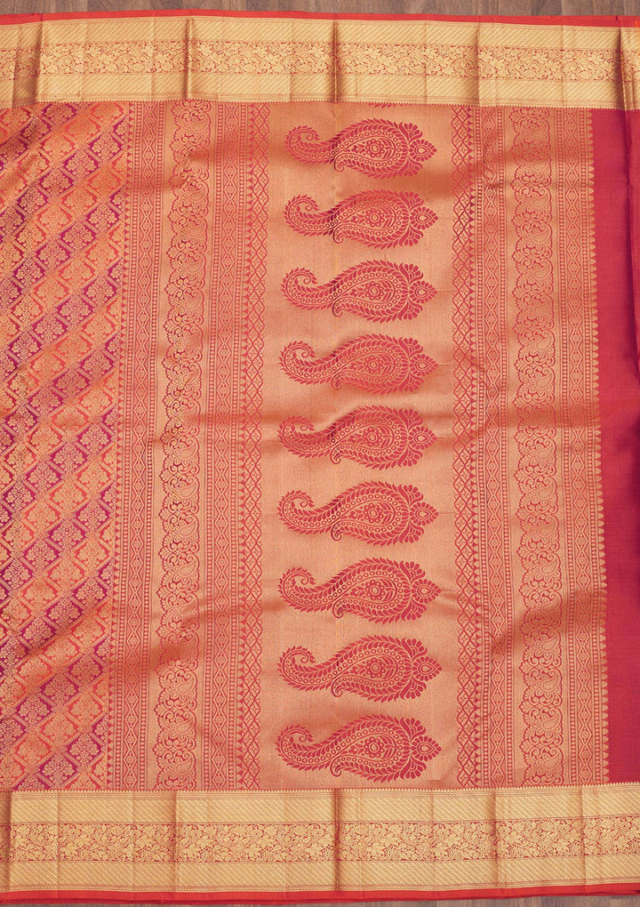 Orange Zariwork Pure Silk Saree