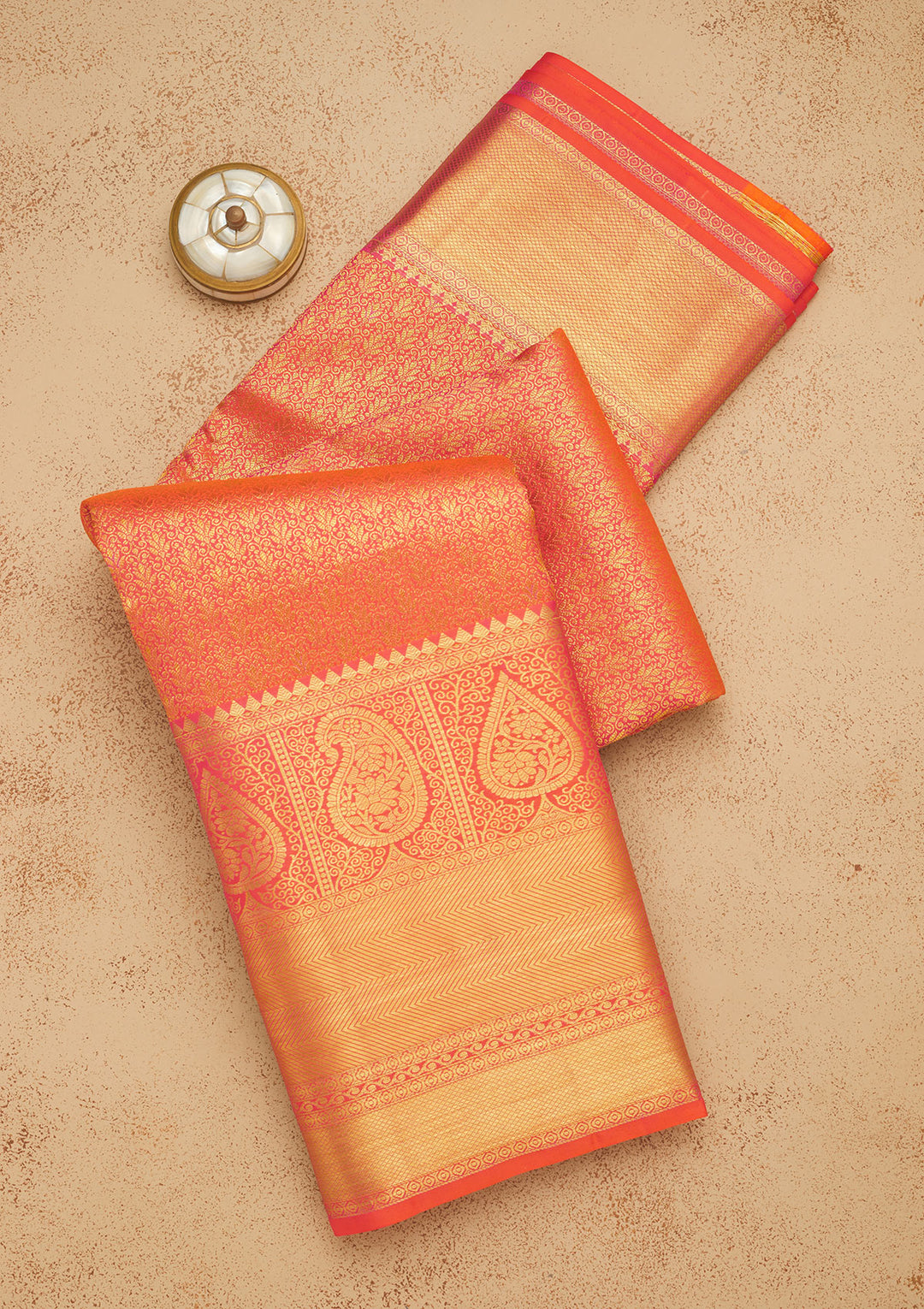 Orange Zariwork Pure Silk Saree