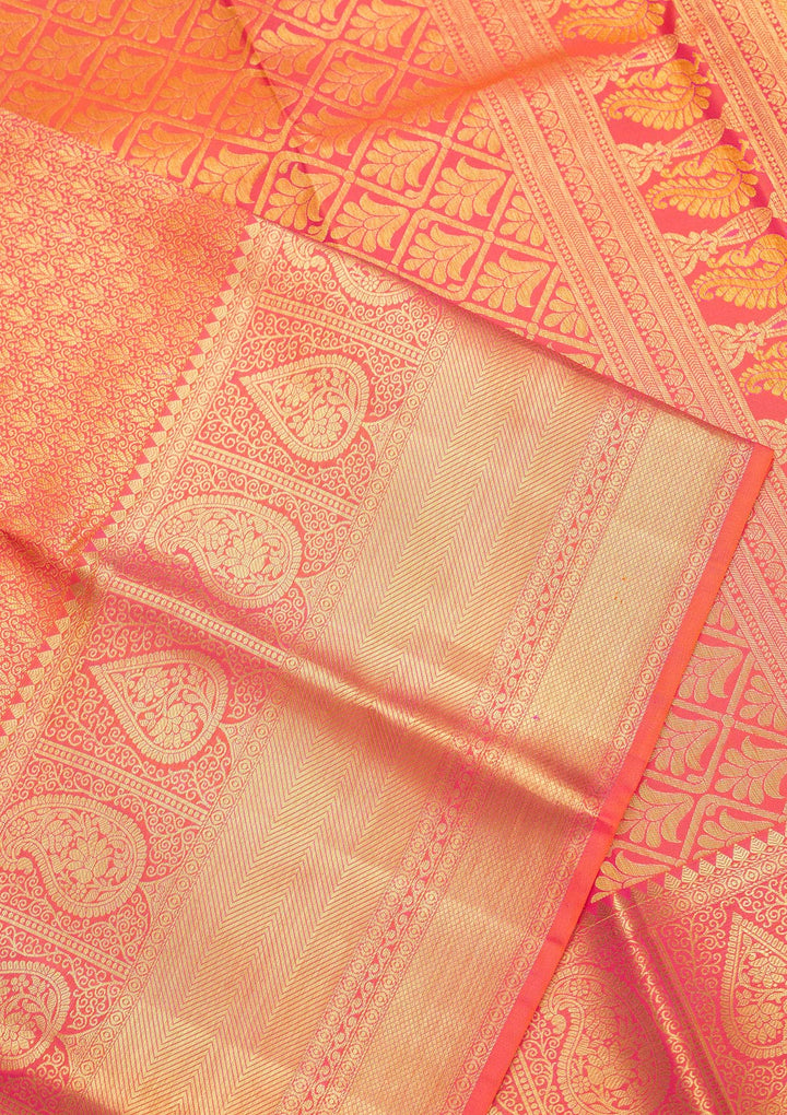 Orange Zariwork Pure Silk Saree