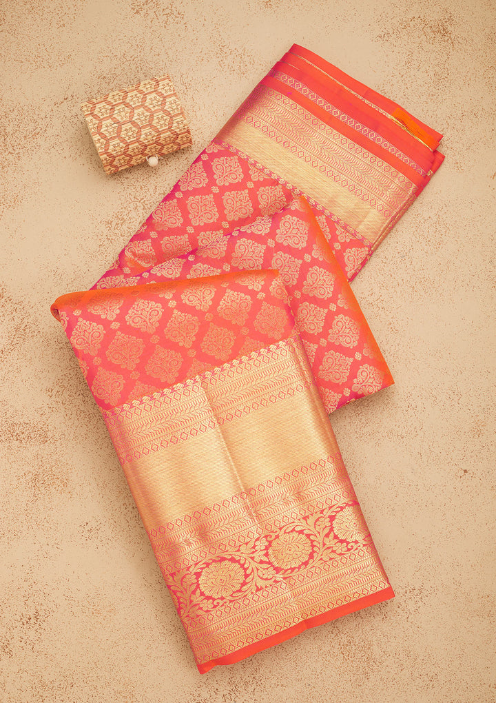 Orange Zariwork Pure Silk Saree