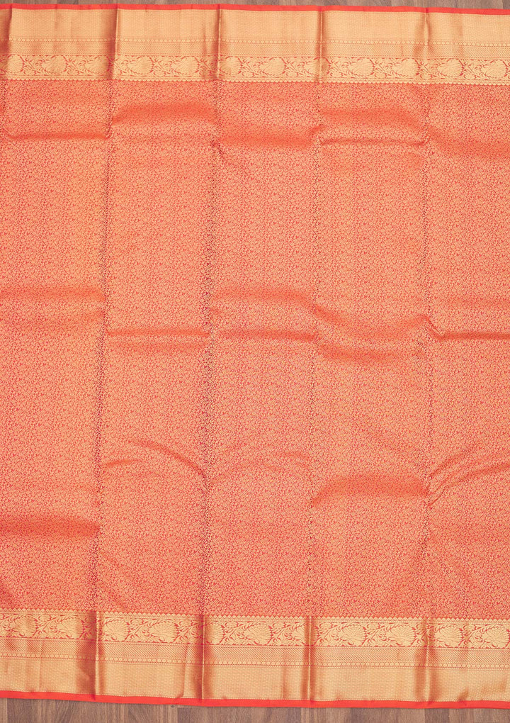 Orange Zariwork Pure Silk Saree