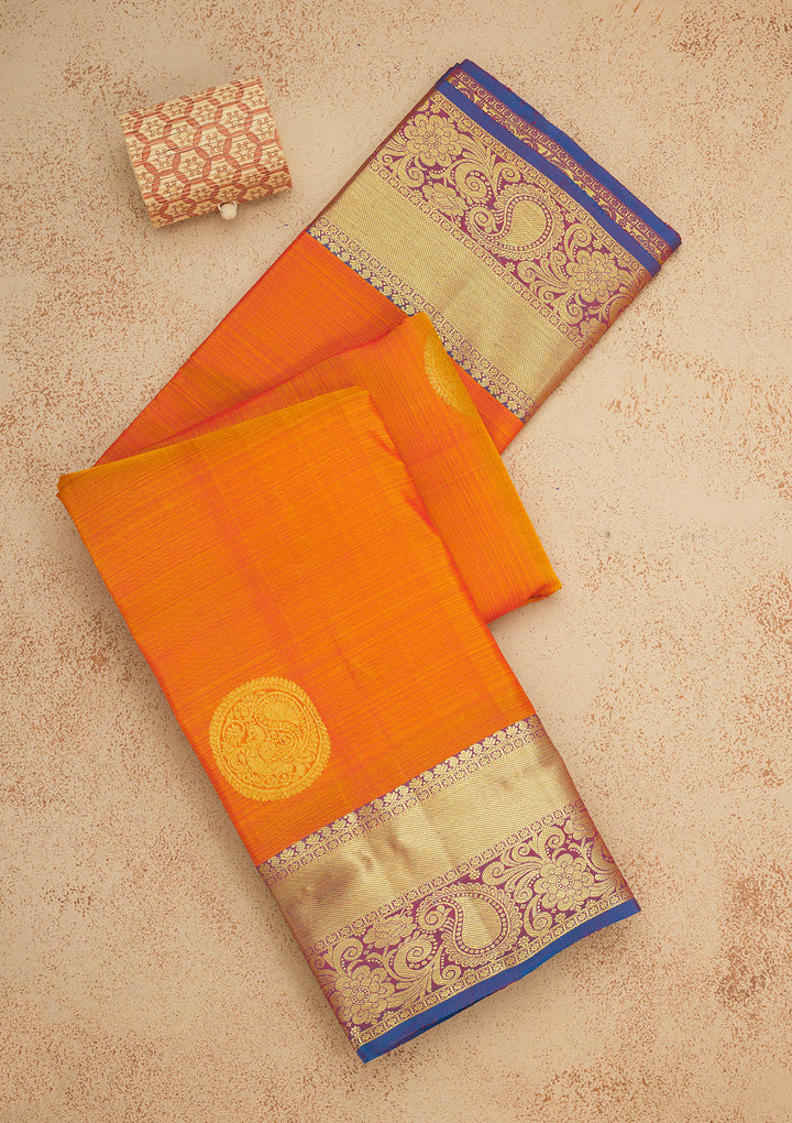 Orange Zariwork Pure Silk Saree