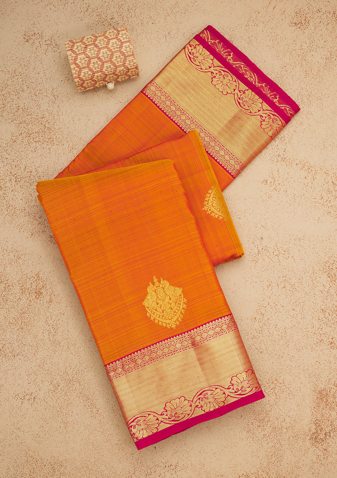 Orange Zariwork Pure Silk Saree