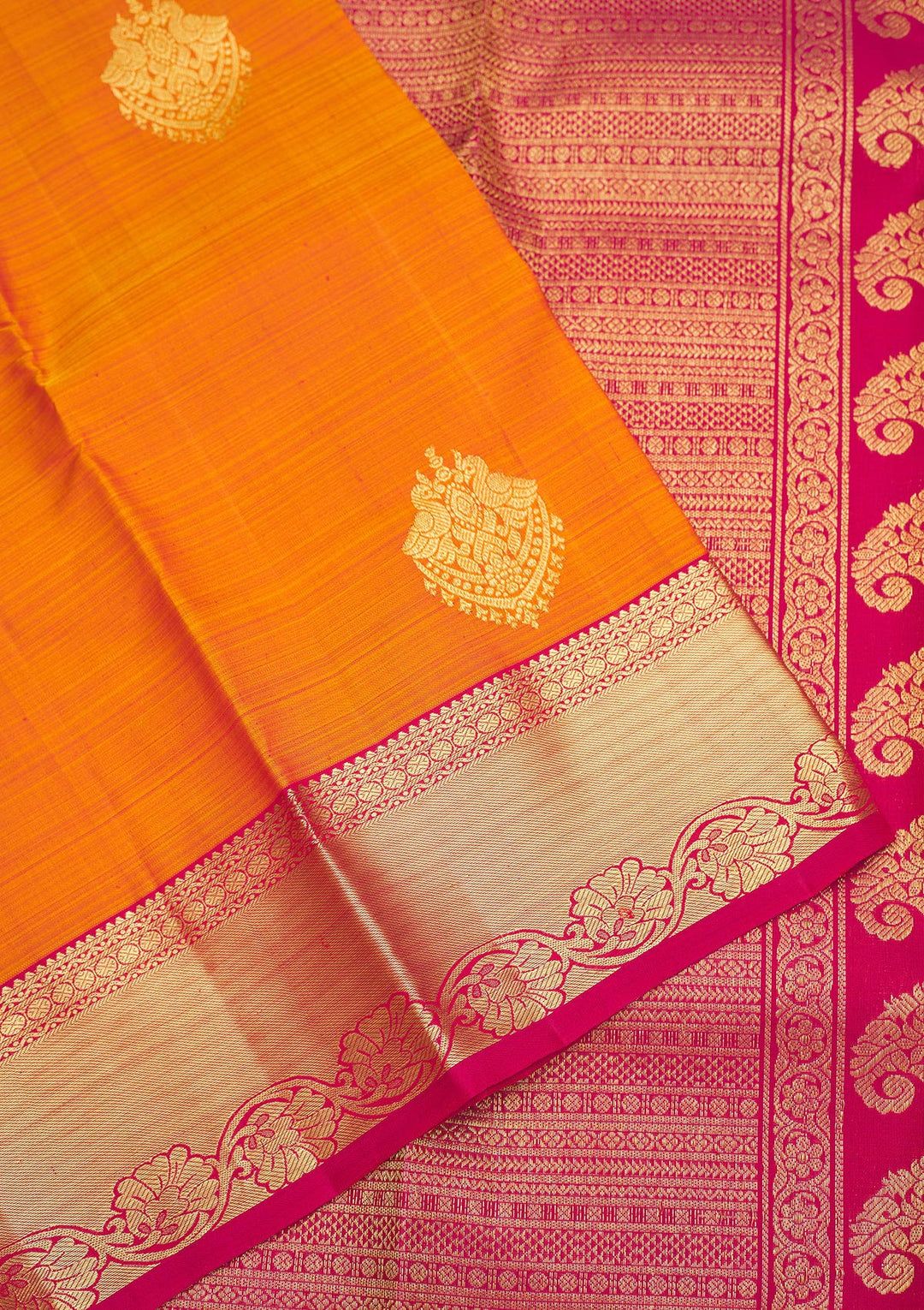 Orange Zariwork Pure Silk Saree