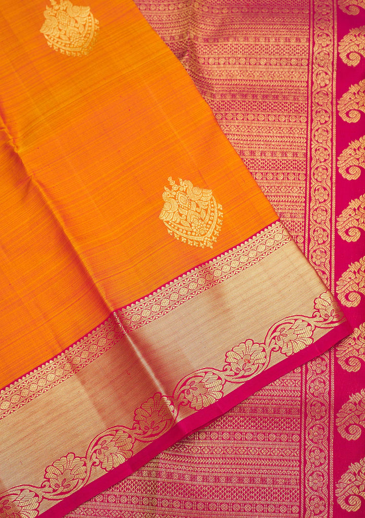 Orange Zariwork Pure Silk Saree