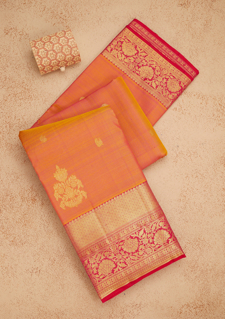 Orange Zariwork Pure Silk Saree