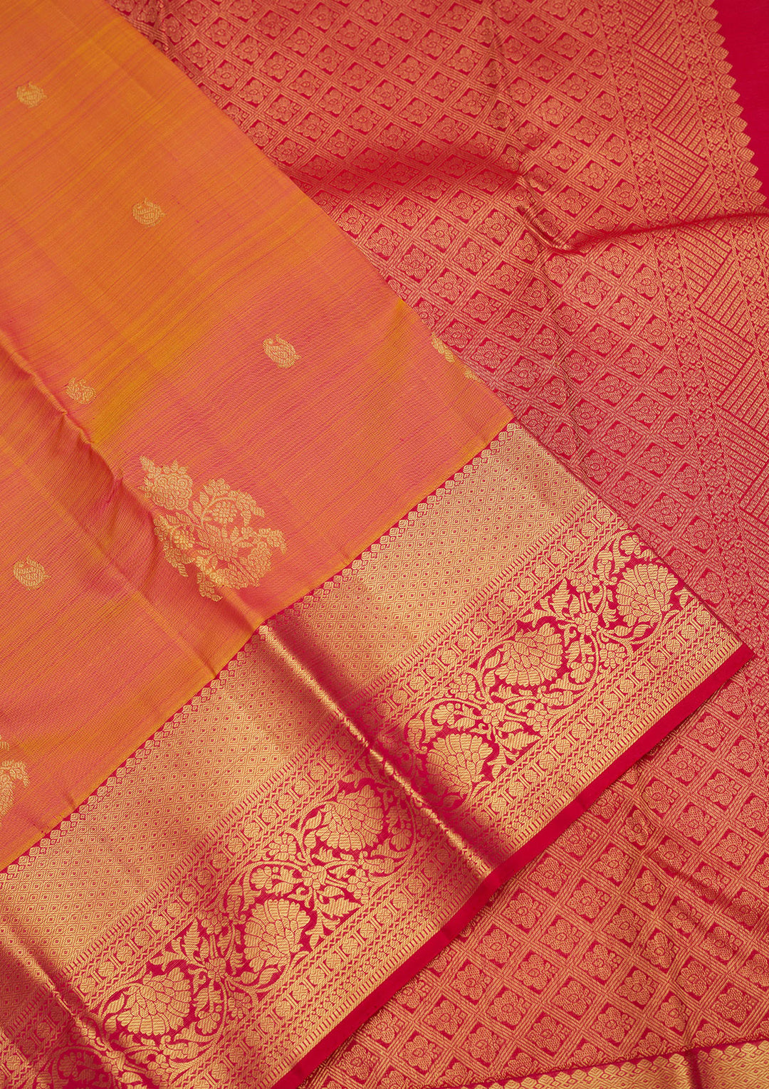 Orange Zariwork Pure Silk Saree