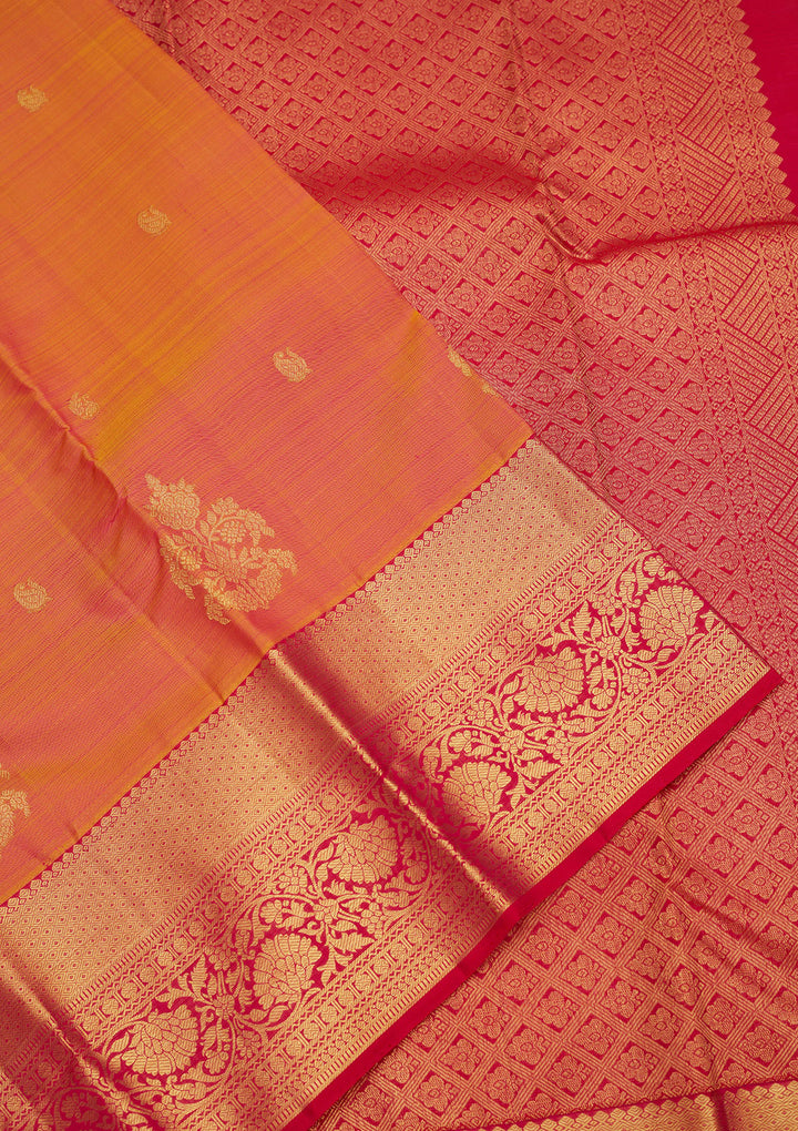 Orange Zariwork Pure Silk Saree