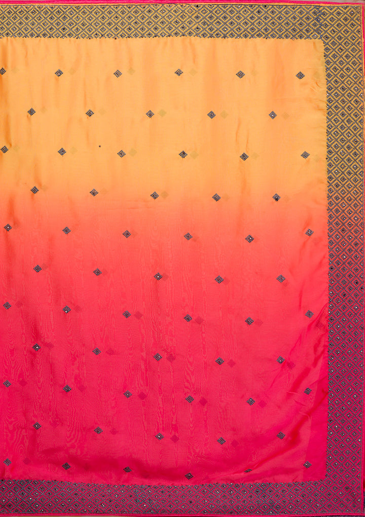 Orange Ombre Semi Crepe Saree