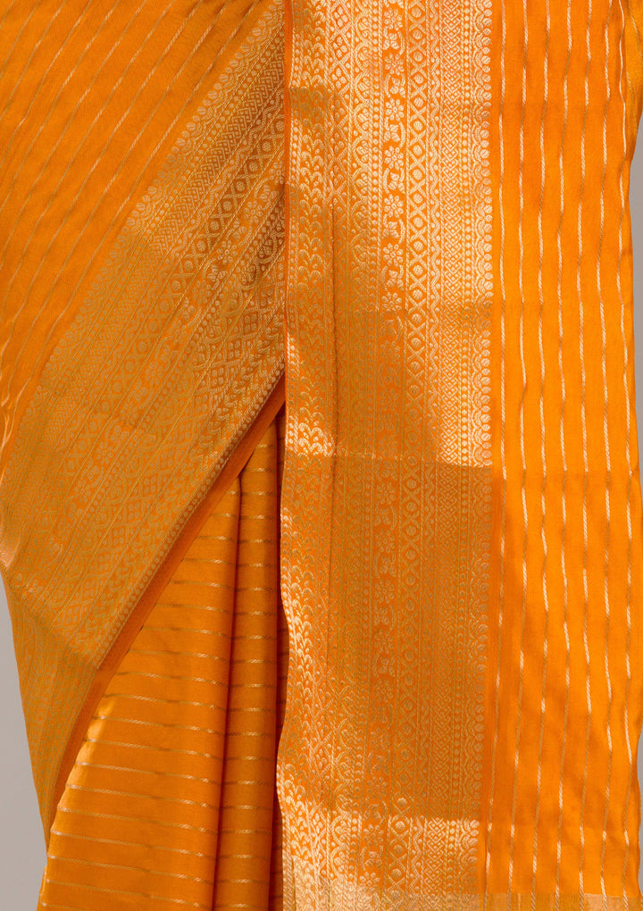 Orange Zariwork Soft Silk Saree