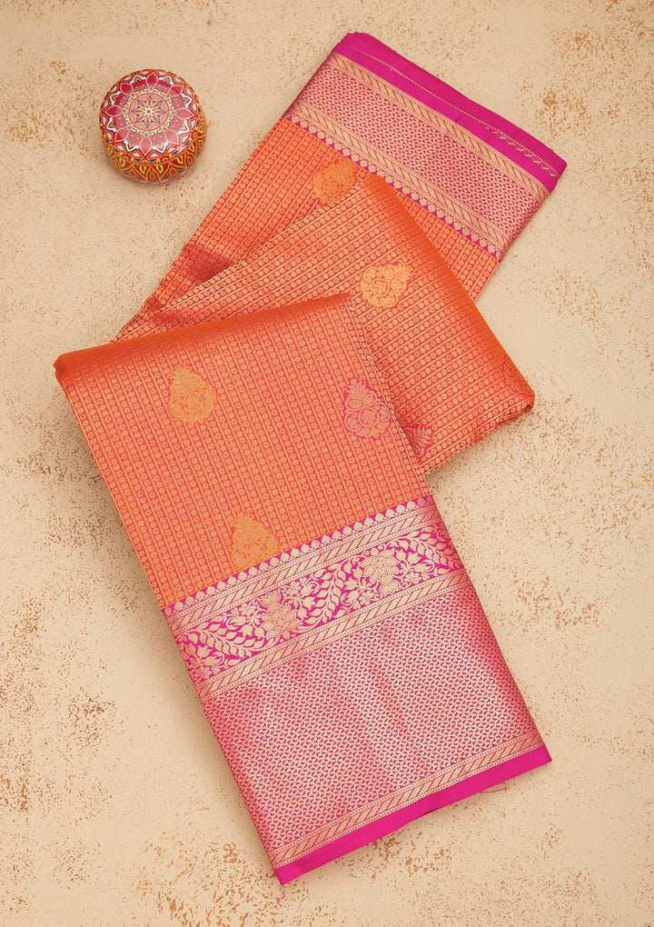 Orange Zariwork Pure Silk Saree