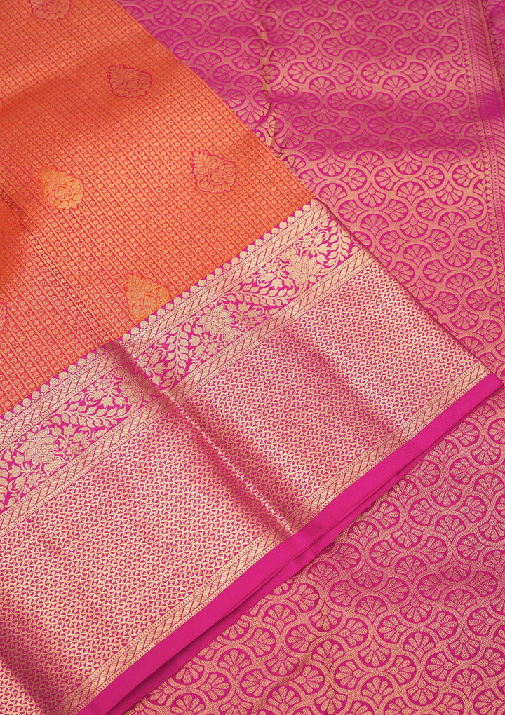 Orange Zariwork Pure Silk Saree