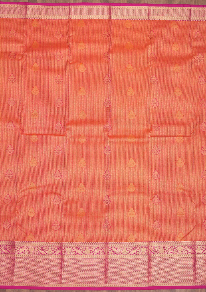 Orange Zariwork Pure Silk Saree