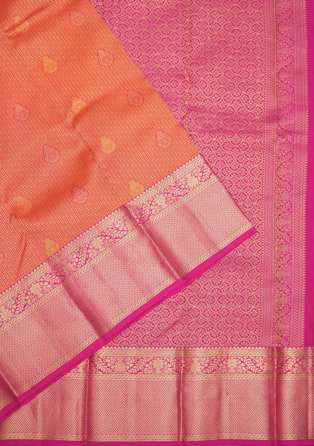 Orange Zariwork Pure Silk Saree