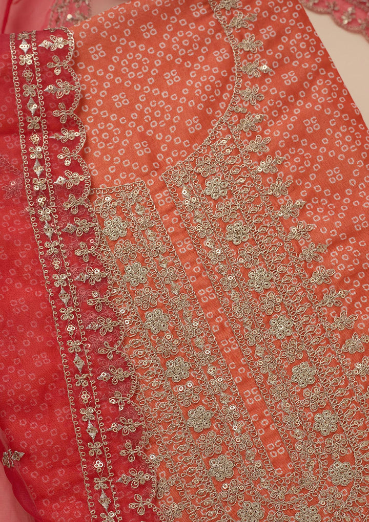 Orange Zariwork Tissue Unstitched Salwar Suit