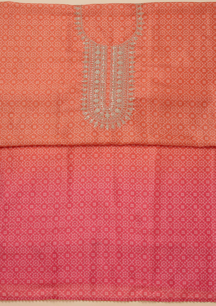 Orange Zariwork Tissue Unstitched Salwar Suit