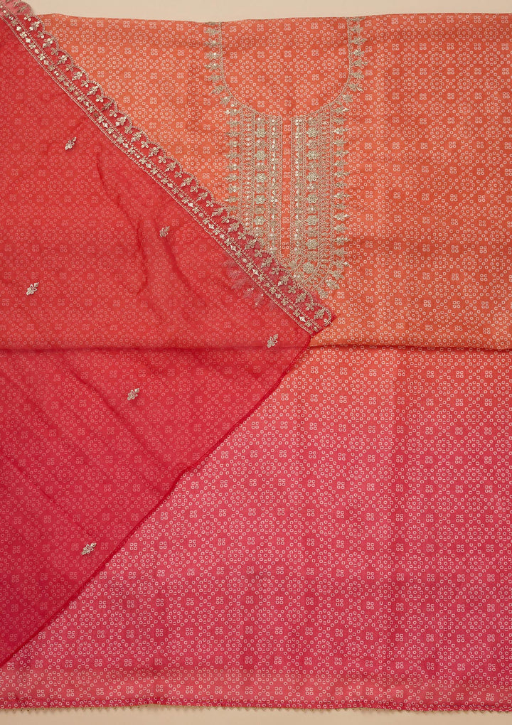 Orange Zariwork Tissue Unstitched Salwar Suit