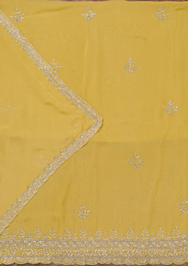 Parrot Green Stonework Tissue Unstitched Salwar Suit