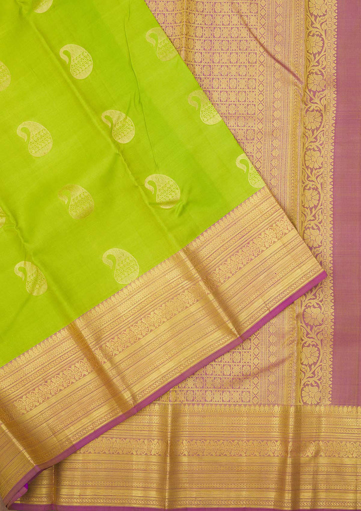 Parrot Green Zariwork Pure Silk Saree