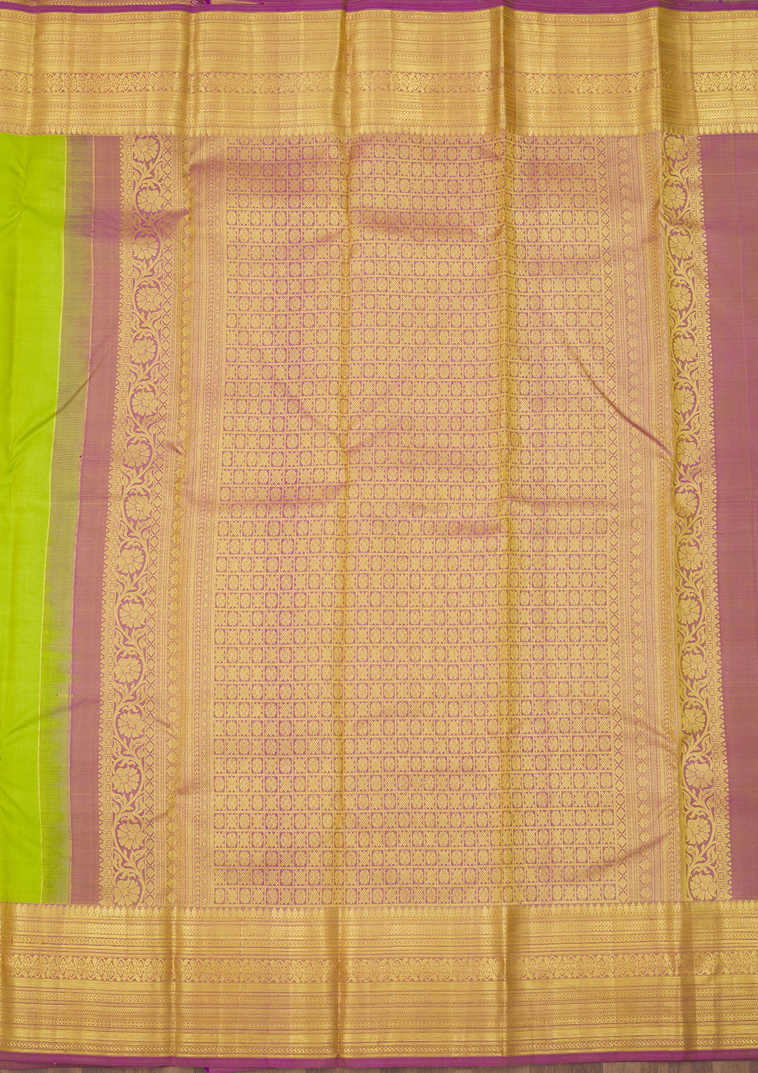 Parrot Green Zariwork Pure Silk Saree