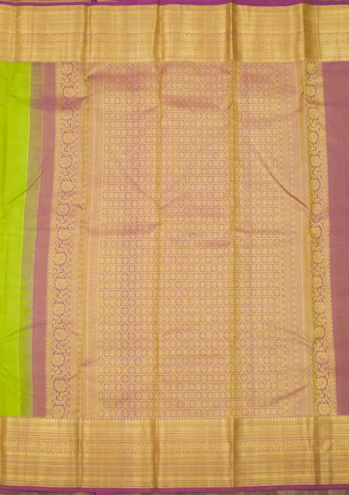Parrot Green Zariwork Pure Silk Saree