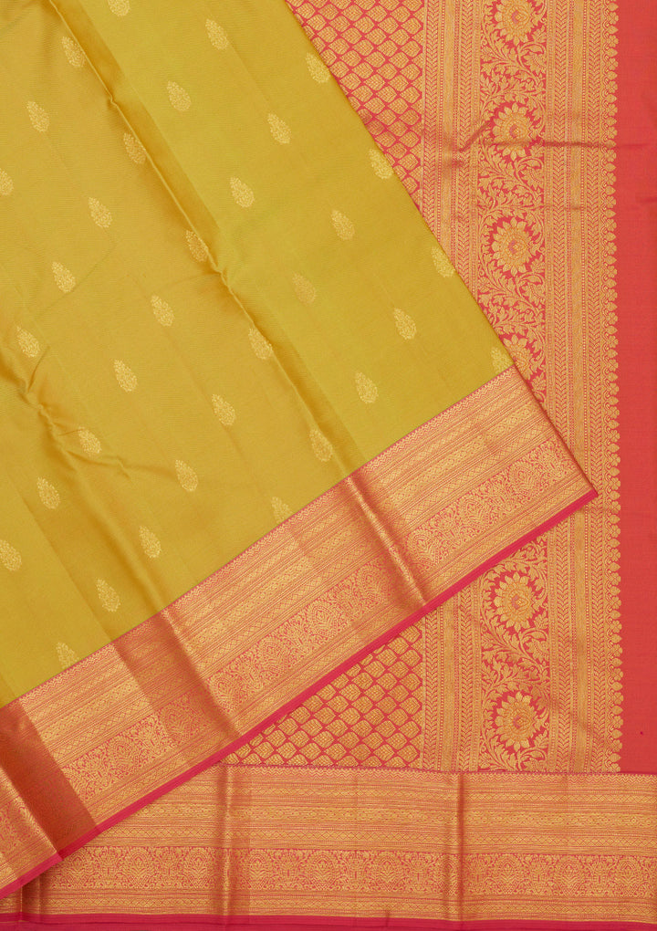 Parrot Green Zariwork Pure Silk Saree