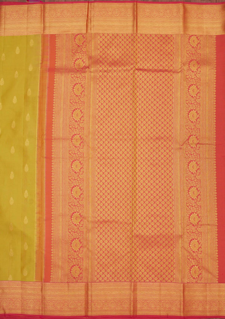 Parrot Green Zariwork Pure Silk Saree