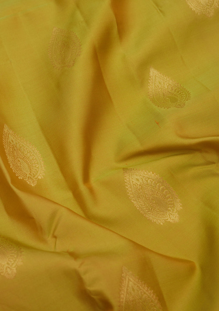 Parrot Green Zariwork Pure Silk Saree