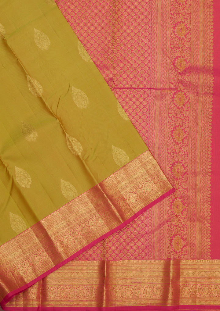 Parrot Green Zariwork Pure Silk Saree