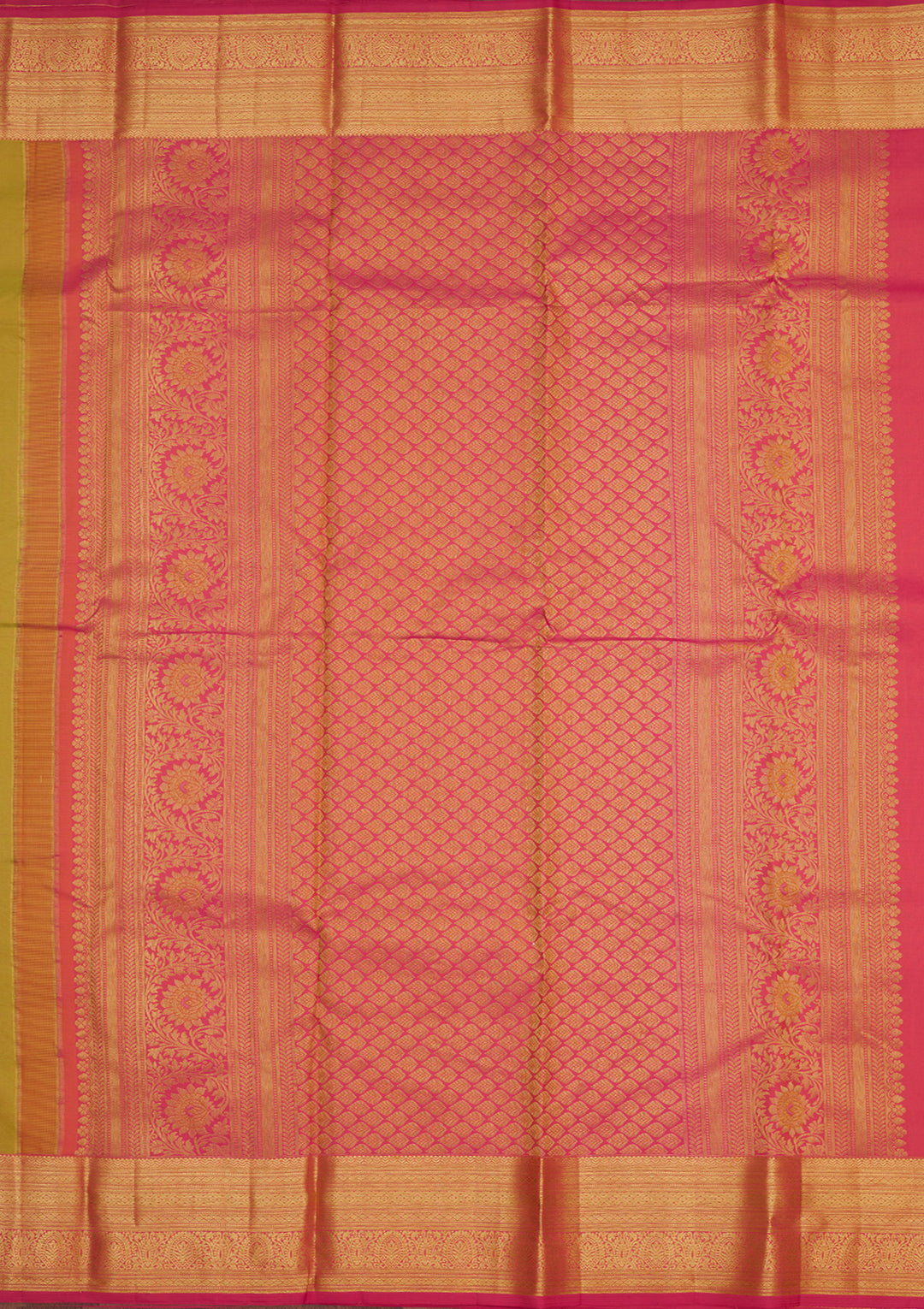Parrot Green Zariwork Pure Silk Saree