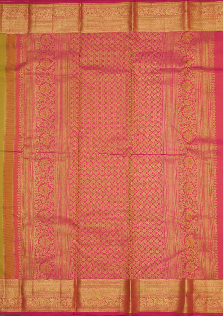 Parrot Green Zariwork Pure Silk Saree