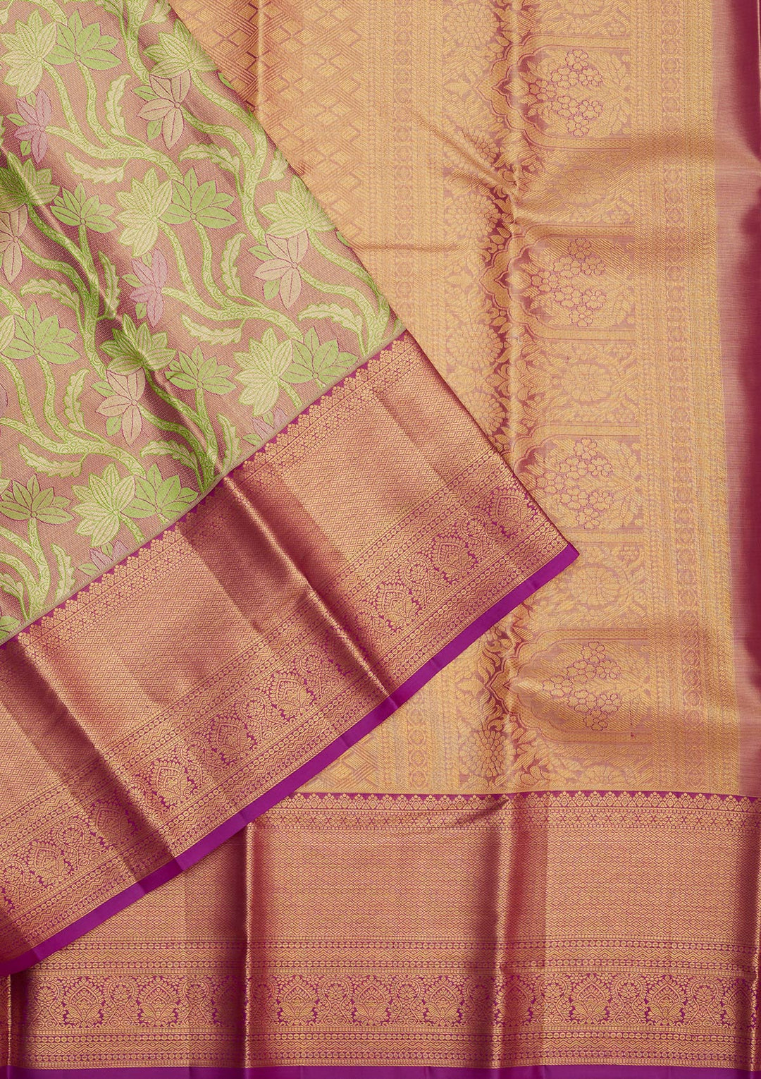 Parrot Green Zariwork Pure Silk Saree