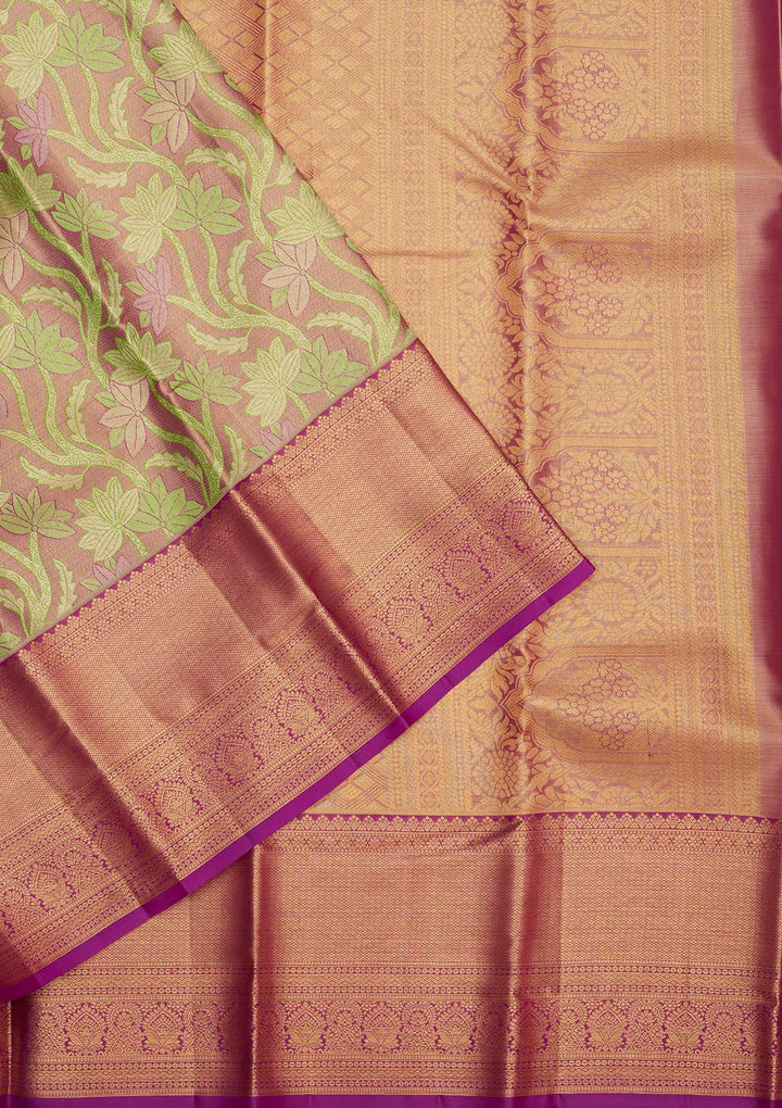 Parrot Green Zariwork Pure Silk Saree
