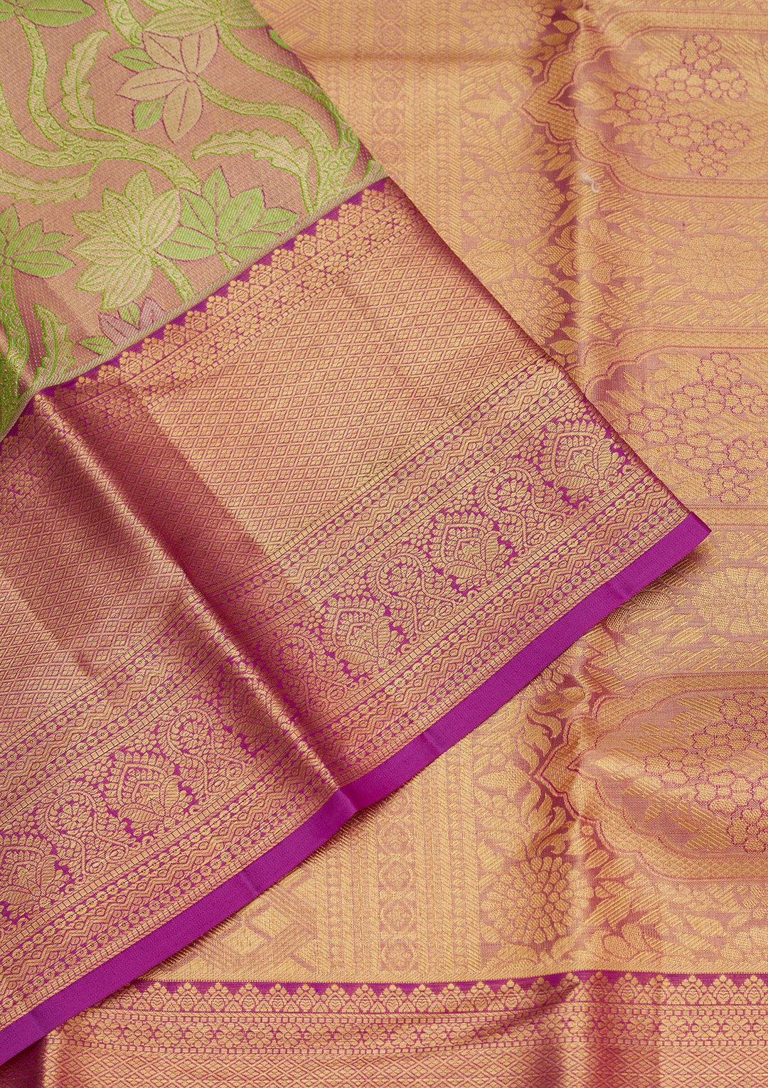 Parrot Green Zariwork Pure Silk Saree