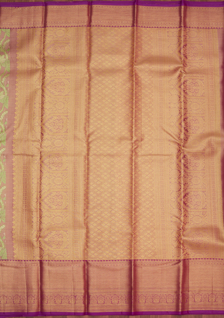 Parrot Green Zariwork Pure Silk Saree