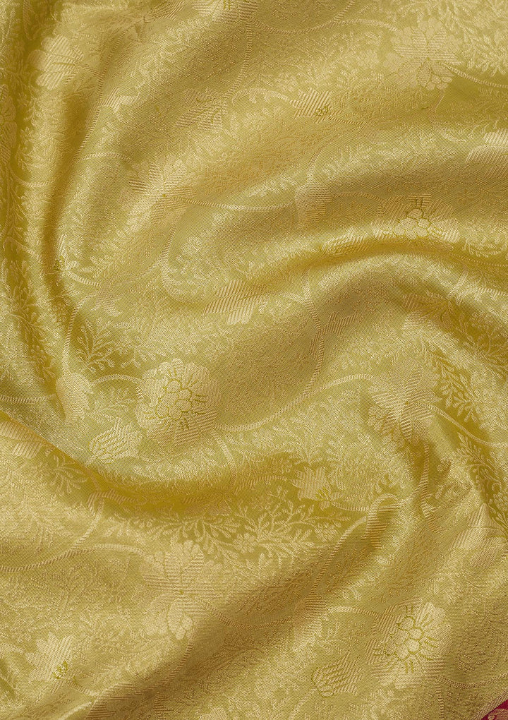 Parrot Green Zariwork Pure Silk Saree