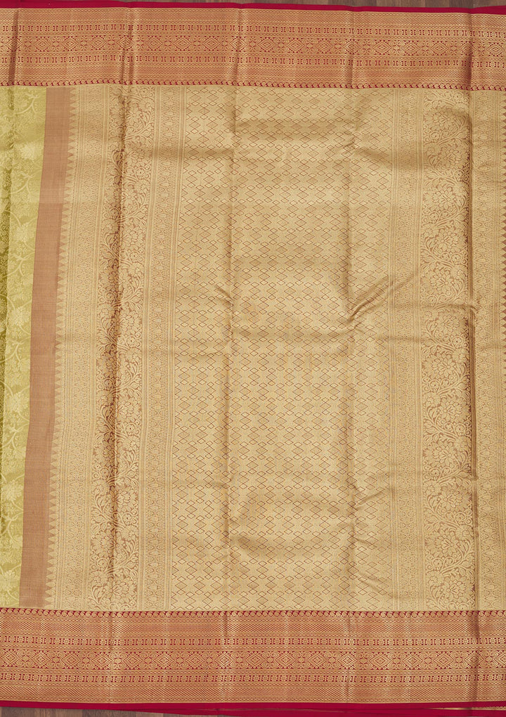 Parrot Green Zariwork Pure Silk Saree