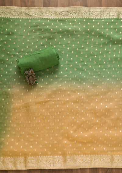 Parrot Green Cutdana Tissue Unstitched Salwar Suit-Koskii