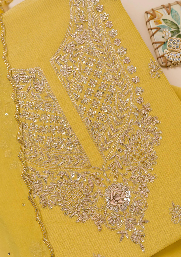 Parrot Green Cutdana Tissue Unstitched Salwar Suit
