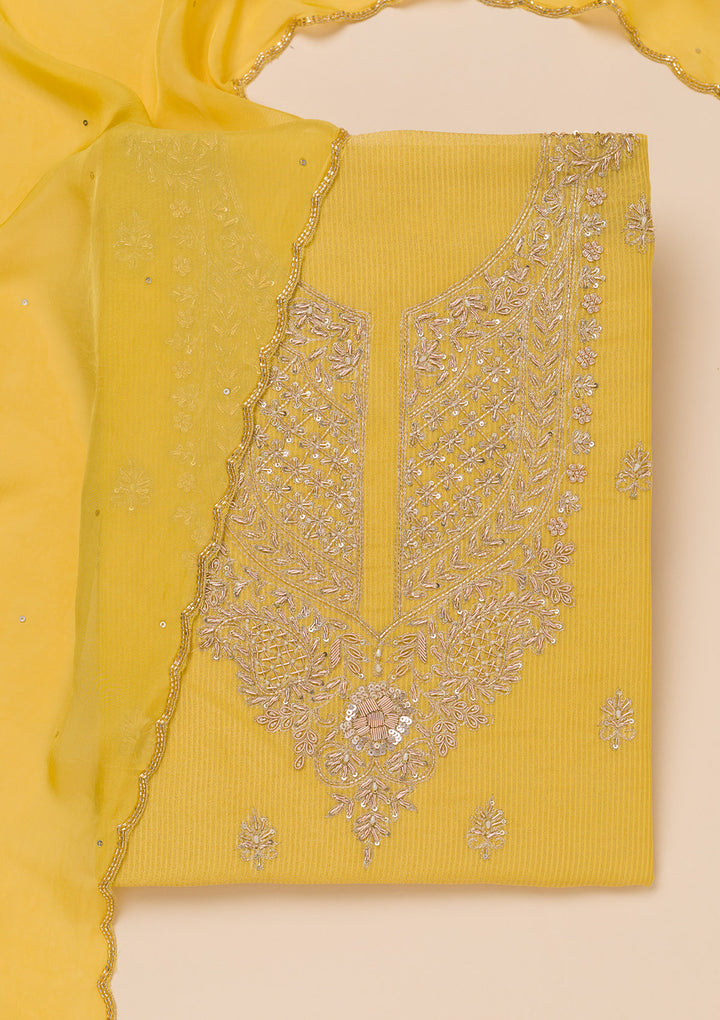 Parrot Green Cutdana Tissue Unstitched Salwar Suit