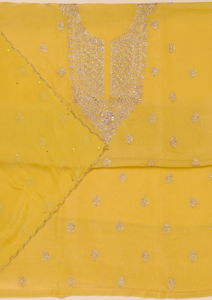 Parrot Green Cutdana Tissue Unstitched Salwar Suit