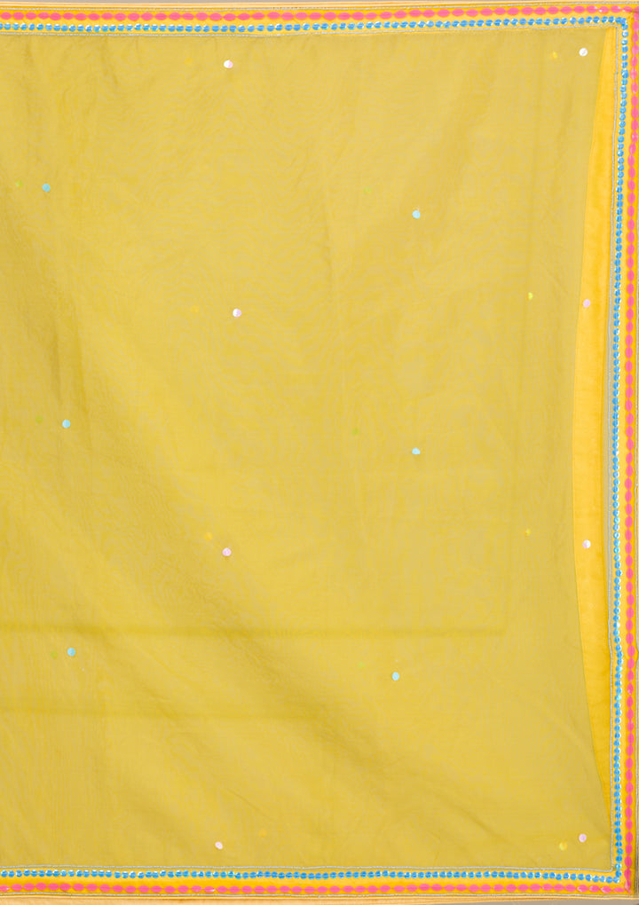 Parrot Green Sequins Raw Silk Readymade Lehenga