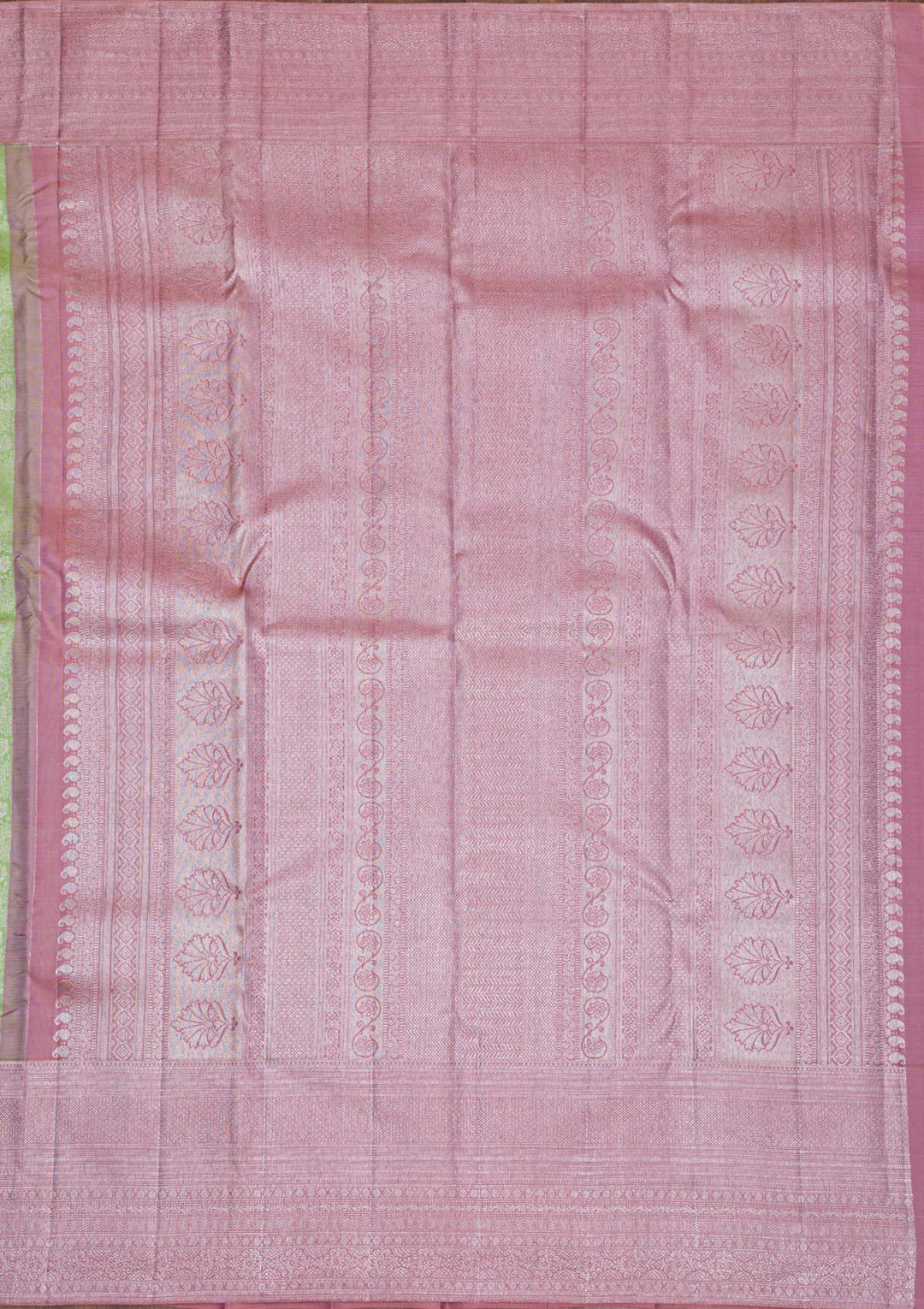 Parrot Green Silver Zariwork Pure Silk Saree