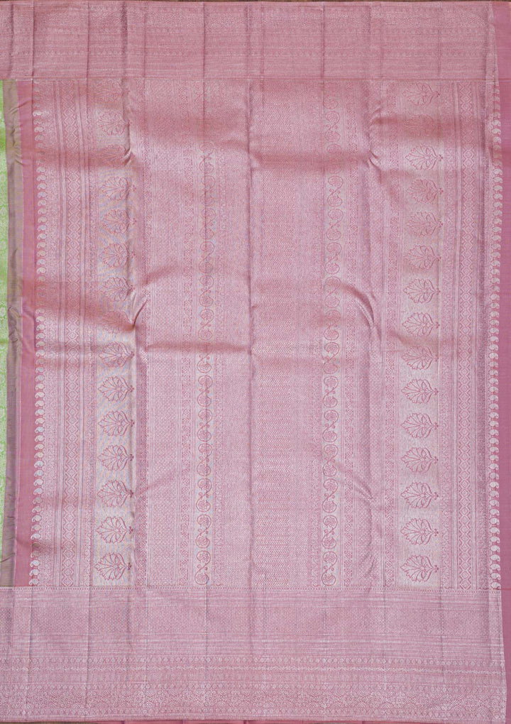 Parrot Green Silver Zariwork Pure Silk Saree