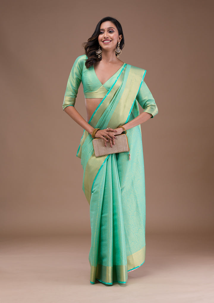 Sea Green Zariwork Banarasi Silk Saree