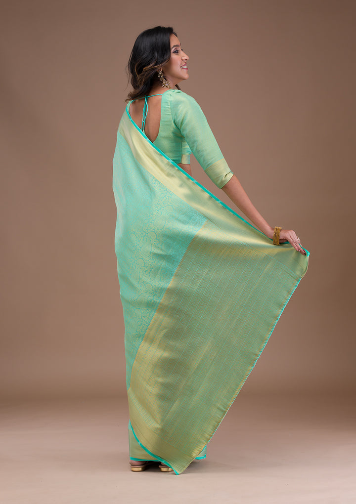 Sea Green Zariwork Banarasi Silk Saree