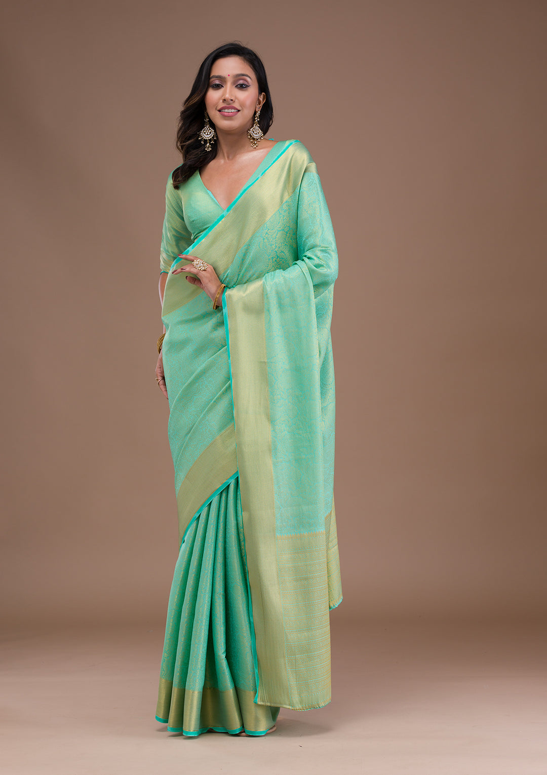 Sea Green Zariwork Banarasi Silk Saree