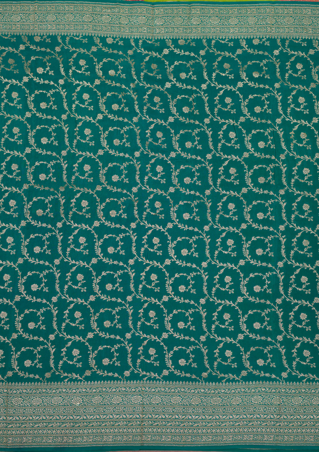 Parrot Green Zariwork Art Silk Saree