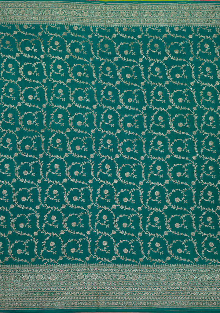 Parrot Green Zariwork Art Silk Saree
